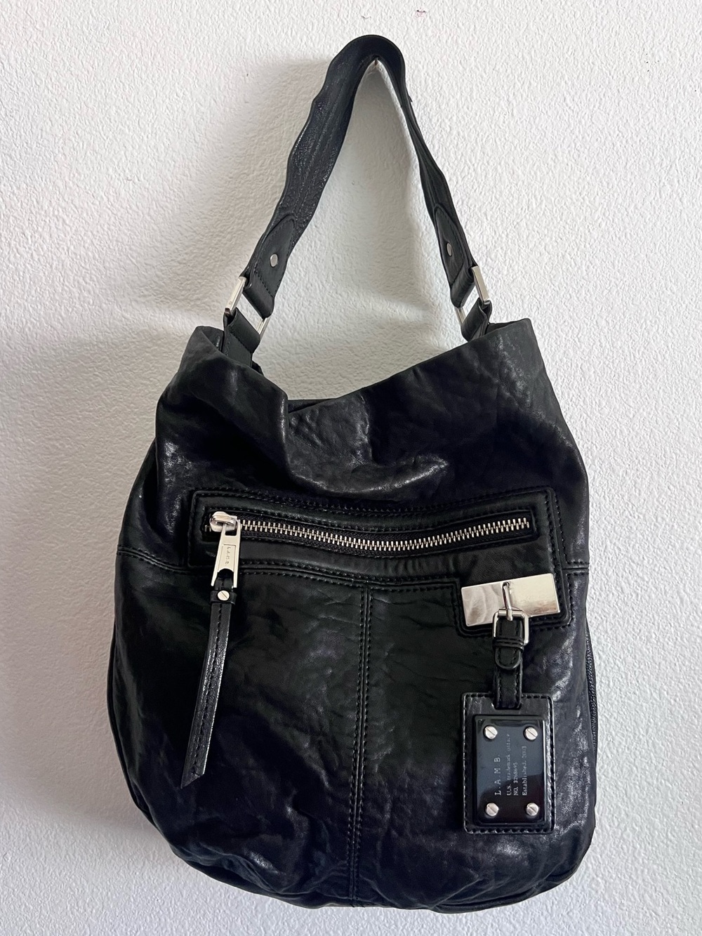 L.A.M.B. Black Leather Hobo Bag - Picture 2 of 15
